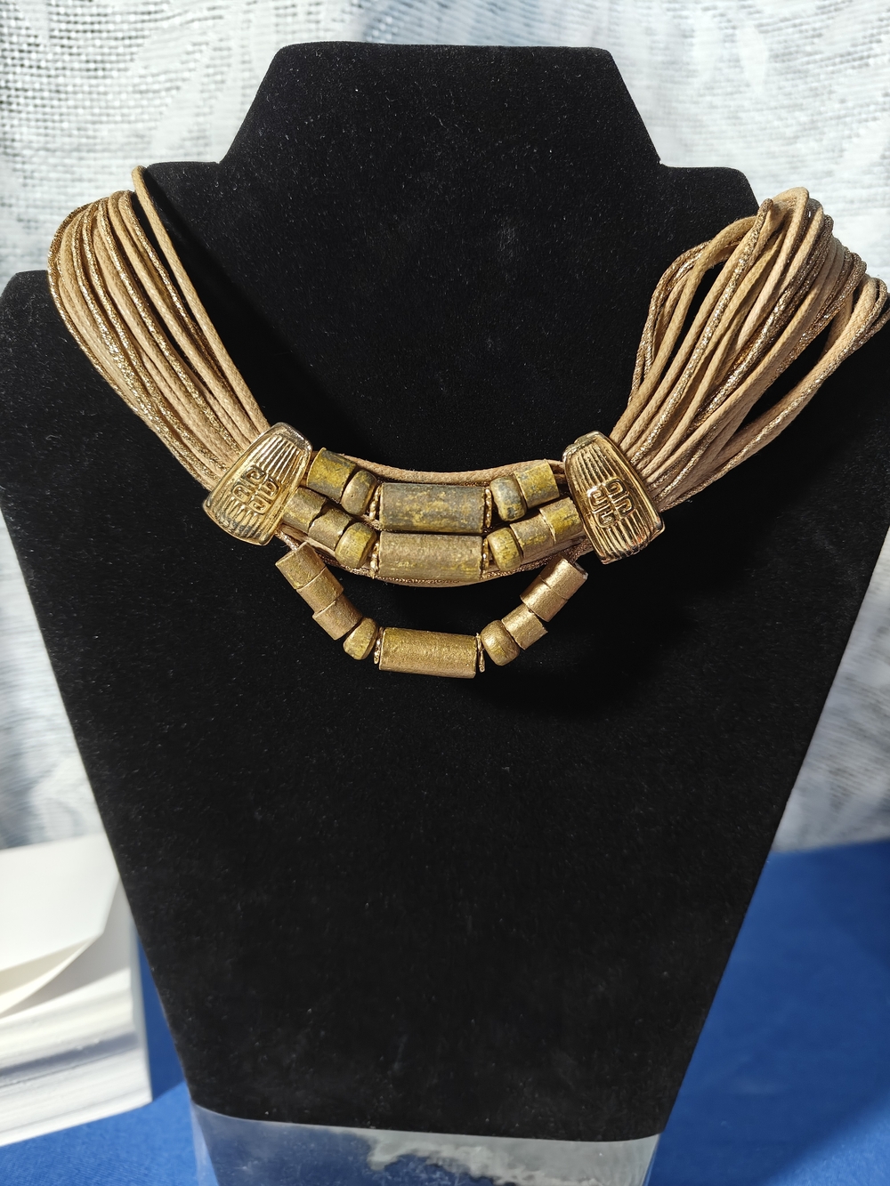 Vintage Givenchy x ERÉ Signed Multi-Strand Cord Statement Necklace 4G Logo 16"